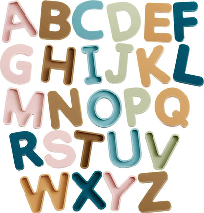 VioraWhite 26 Pcs Food Grade Silicone ABC Letters ( CPC Certified) Soft Children Sensory and Messy Play Alphabet Bath Educational Toy for Toddler Kid Baby Learning Set Birthday Gift for Boy and Girl
