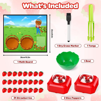 Math Board Games for Kids with Dice Poppers, Math Manipulatives Kindergarten Preschool Math Games Counters Toys, Addition and Subtraction Dice Games Homeschool Supplies Classroom Must Haves