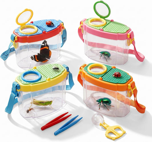 Halloscume 8 Set Bug Catcher for Kids Bug Viewer and Insects Tweezer for Students, Critter Catching Kit Magnifying Insect Cage Container Kit for Kids Outdoor Science Nature Exploration