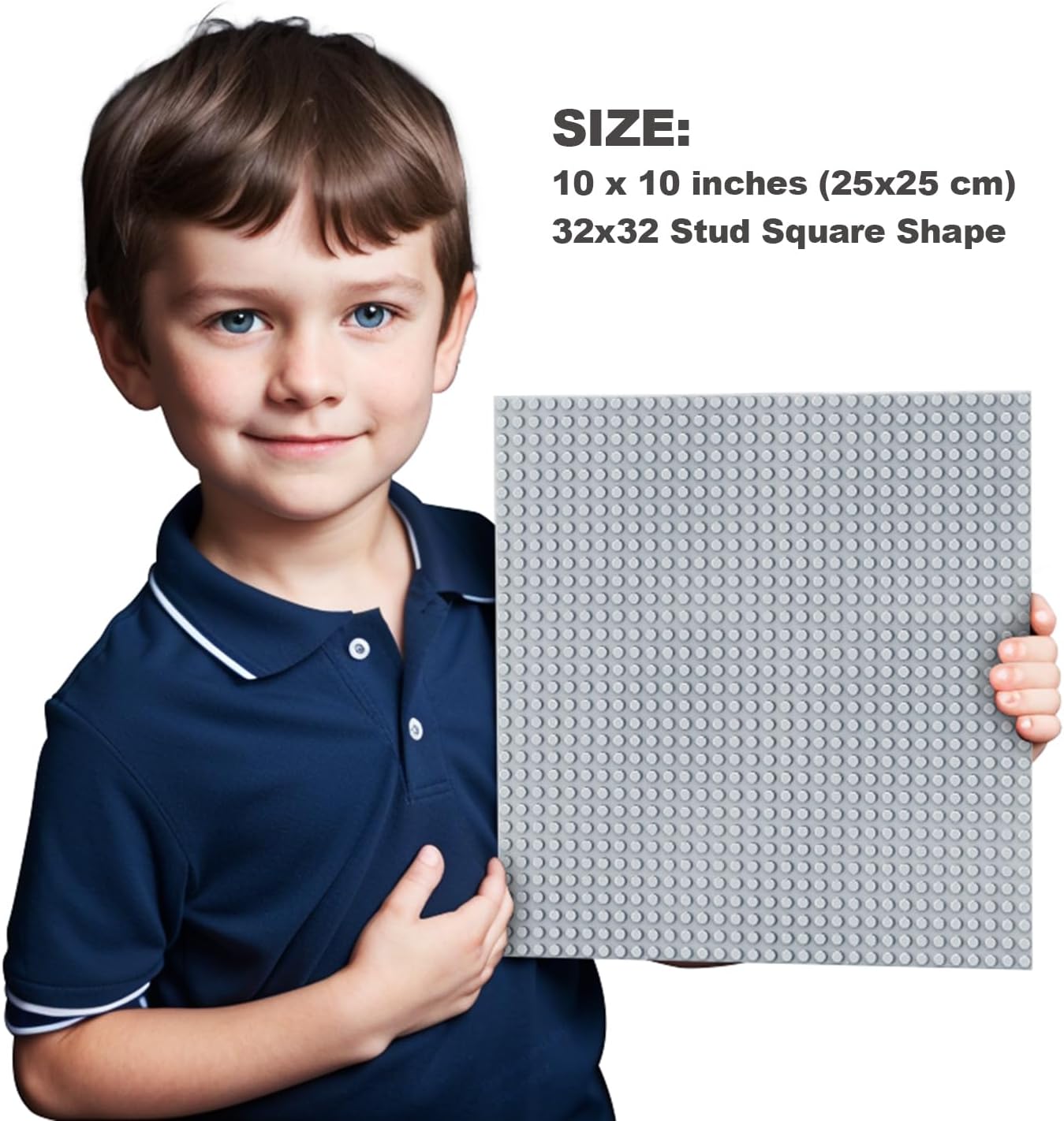 Building Bricks Baseplates Multipack 32x32 Stud, 8 Pack of Base Plates in Color of Black, Dark Grey, Light Grey & White, Foundation & Display for Building Blocks, 10x10 in. (25.5x25.5 cm)