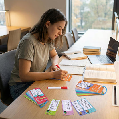 30 Pcs Addition and Subtraction Flash Cards, Math Flash Cards for 1st to 3rd Grades, Math Games Times Table Flashcards with 4 Dry Erase Pens 2 Rings for Learning