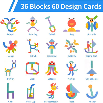 Wooden Tangrams Pattern Blocks, Cognitive Difficulties for Elderly People, Brain-Boosting Crafts Activities for Elderly（Elephant Style）