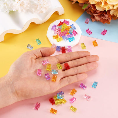 Kissitty 100Pcs Clear Acrylic Bear Beads Cute Bears Loose Beads Bulk Transparent Gummy Bear Spacer Bead Counting Bears for Bracelet Adults Necklace Earring Crafts Bag Key Chain DIY Jewelry Making