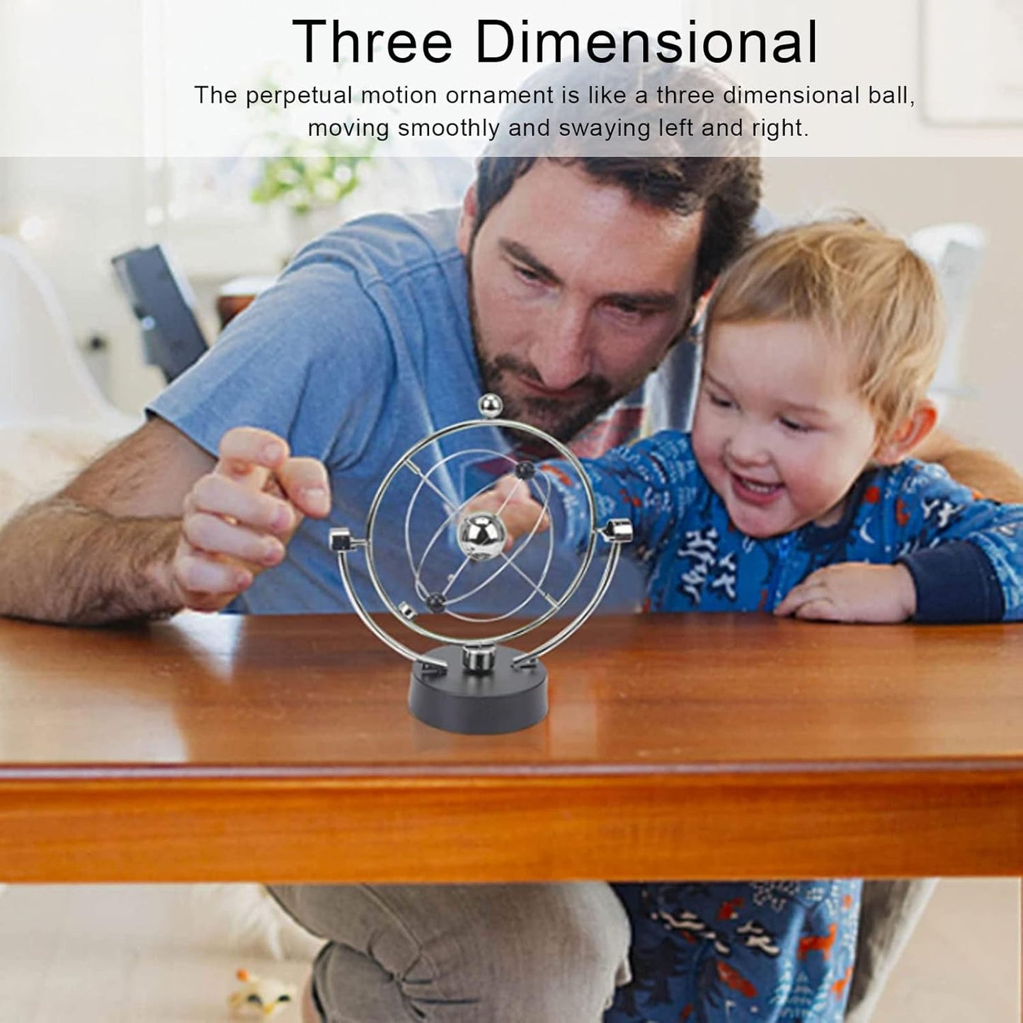 Perpetual Motion Swing Ball, Electronic Solar System Magnetic Swing Energy Orbit Desktop Ornament with USB Charging Mode, Educational Science Office Decor