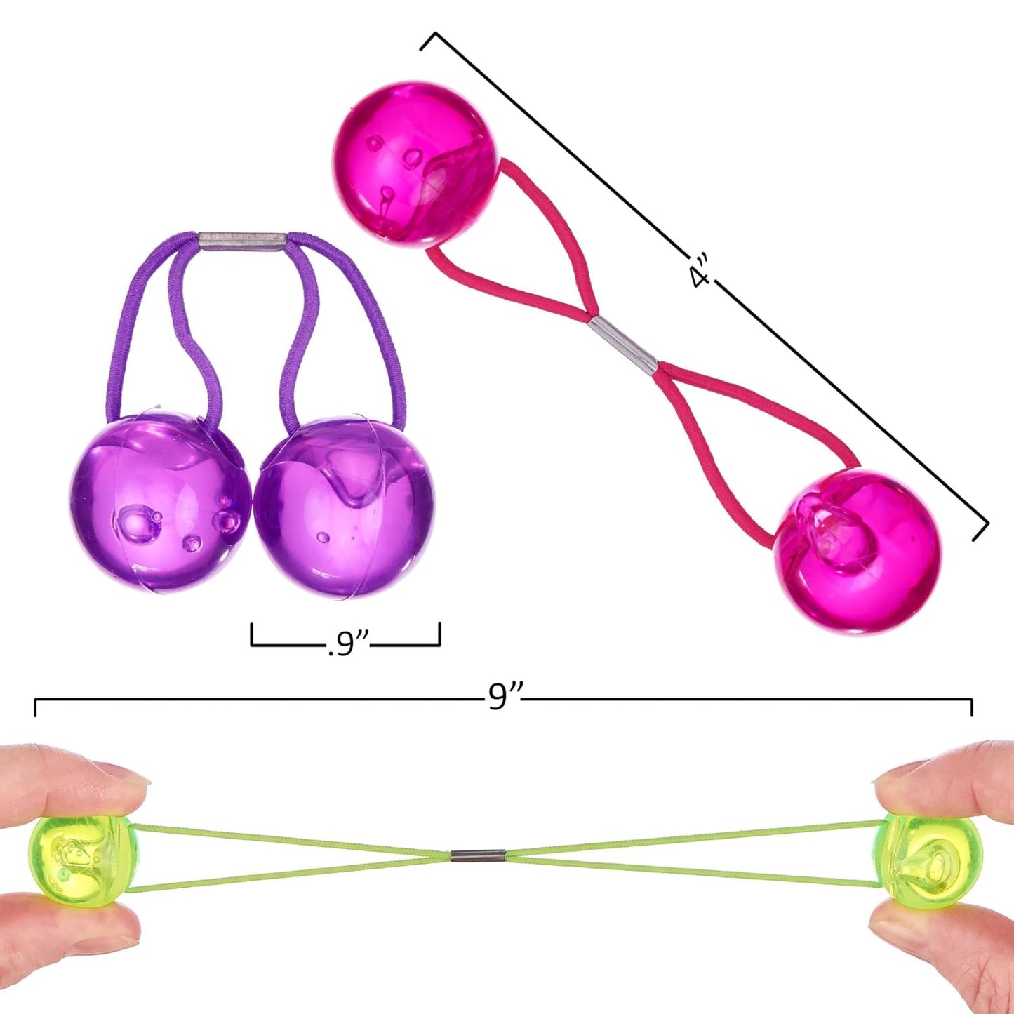 20pc Ponytailers Balls Elastics 18mm Round Opaque Multicolored Twin Beads Bauble Holders Toddler Kids Braiding Styling