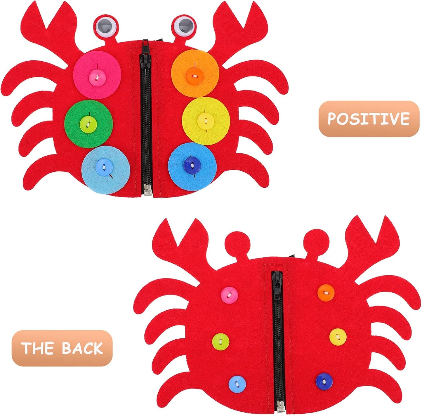 Kisangel 5pcs Educational Button Toys, Kids Button Board Zipper Toy Learning Plaything for Fabric Non-woven Basic Life Fine Motor Skills