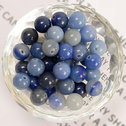 NCB 100pcs Original Natural Stone Beads Gemstone Round Loose Beads 6mm 8mm 10mm (Blue Aventurine, 6mm 100Beads) - Colors A