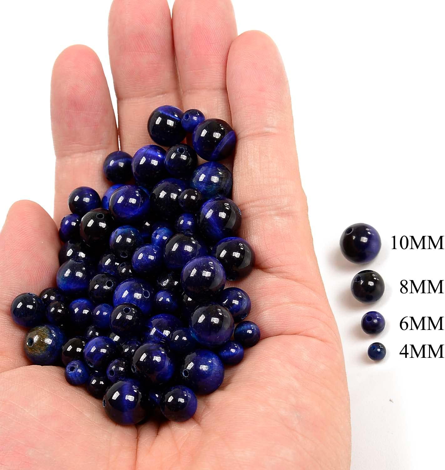 NCB 100pcs Original Natural Stone Beads Gemstone Round Loose Beads 6mm 8mm 10mm (Blue Aventurine, 6mm 100Beads) - Colors A
