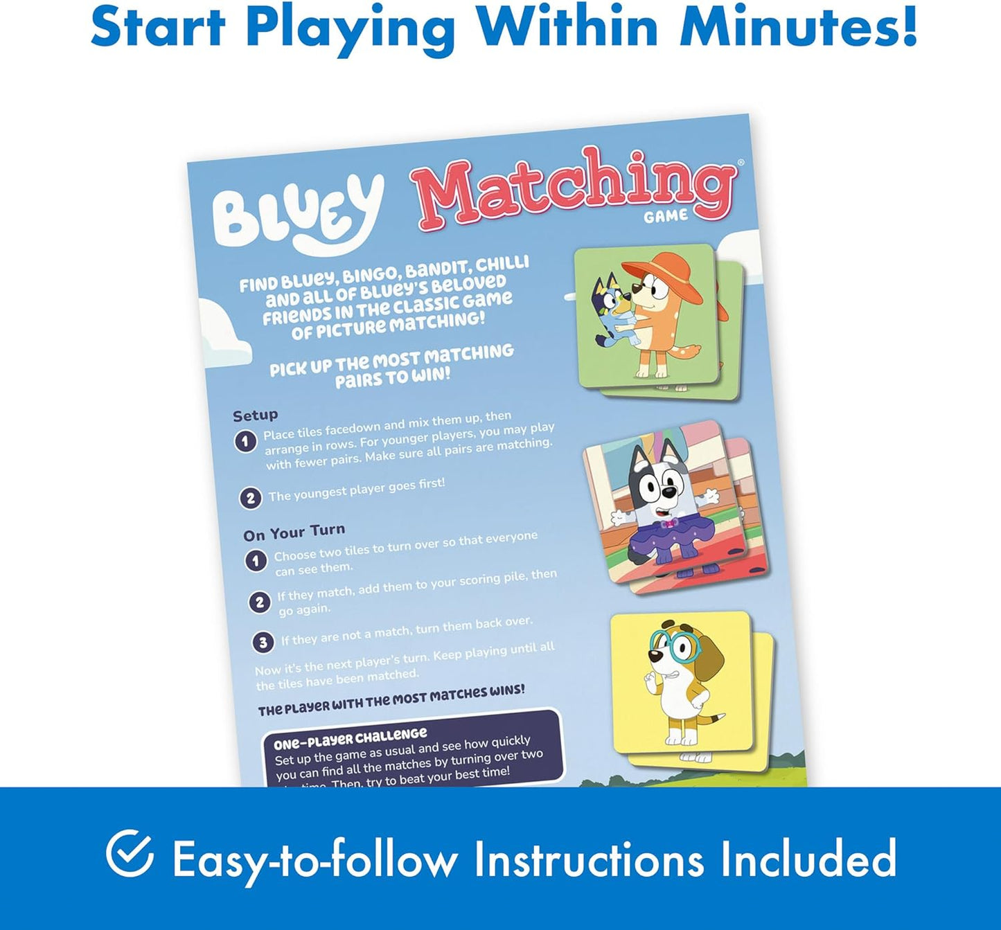 Wonder Forge Bluey Matching Game - Family & Toddler Games - Educational Toys - Memory & Brain Games for Kids Ages 3-5, Indoor Recess
