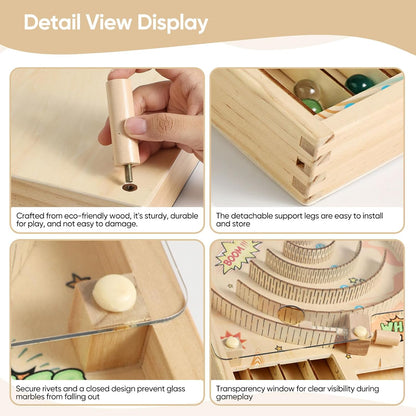 Wooden Pinball Toy,Marble Pinball Machine,Rotating Track 10 Pinball Scoring Game Set for Kids 8-12 and Adults Shooting Games for Office Stress Relief
