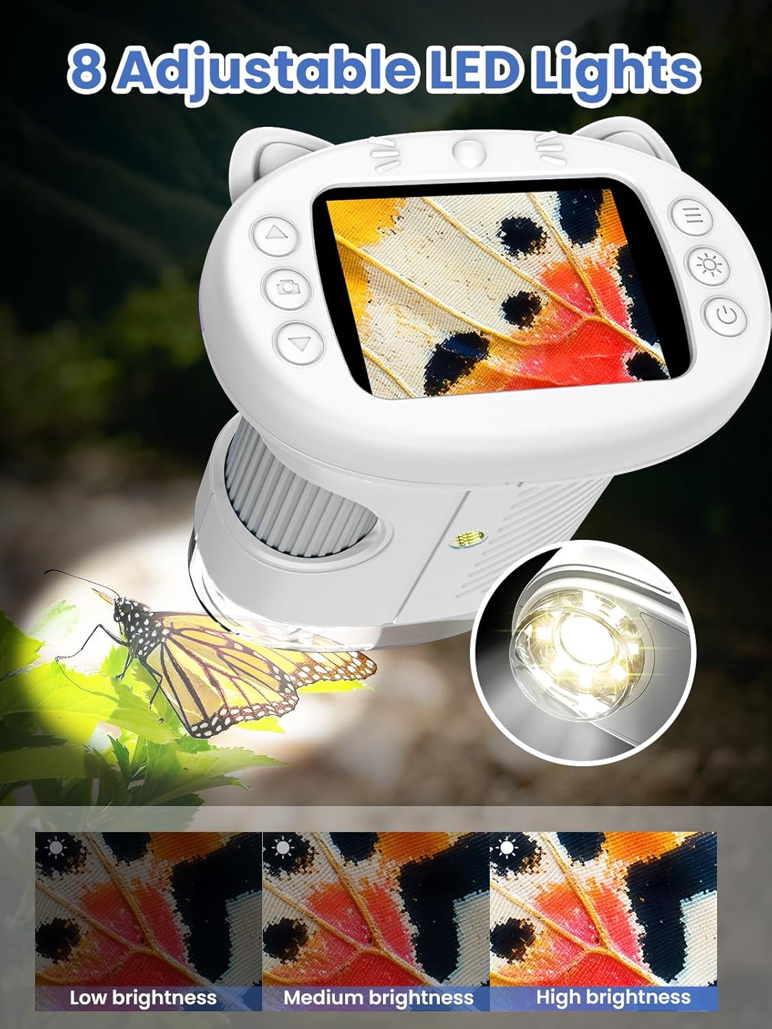 Microscope for Kids, 2.4 Inch Digital Microscope with 1000X Magnification, Handheld Camera Mini Pocket Magnifying Glass, Educational Birthday Gifts Toys for Ages 3+, Blue