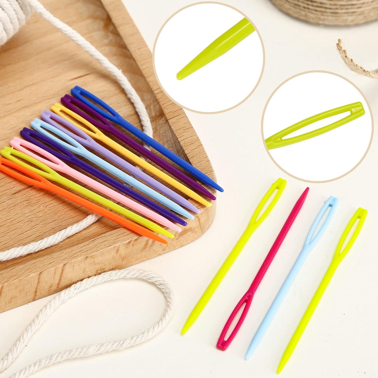 LOVEINUSA 100PCS Plastic Needles for Kids, Large Eye Yarn Needles for DIY Stitchery Plastic Sewing Needles Tapestry