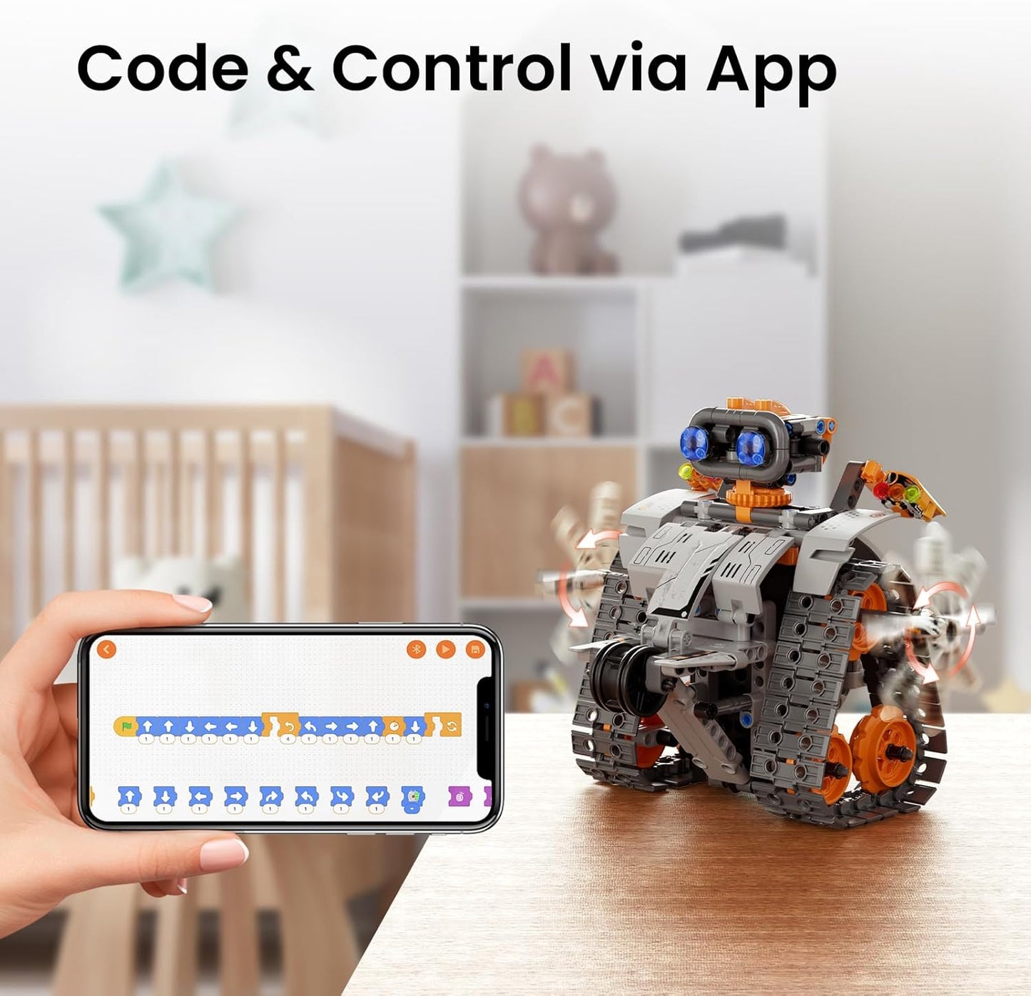 Sillbird Robot Building Kit with Remote Control STEM Gifts for Boys Age 8-13, Technic Coding Robotic Toys for Kids Birthday, Buildable 5in1 Models with 488 Pieces