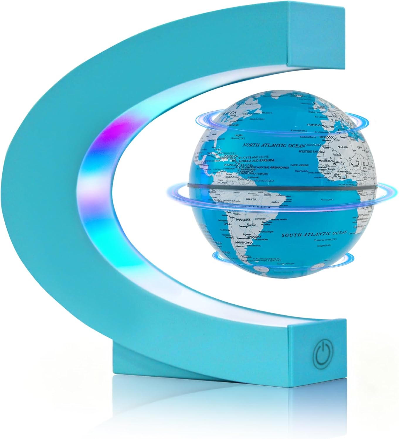Flagest Magnetic Levitation Floating Globe, Levitating C Shape Globe with LED Lights for Education Home Office Desk Bookshelf Decor, Holiday Anniversary Creative Gift(3.3 Inches)