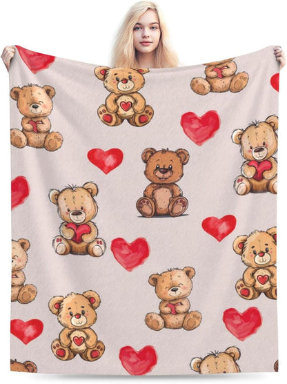 Bear Print Blanket Cute Baby Bear Fleece Throw Blanket Fuzzy Plush Super Soft Cozy Warm Decor Blanket Toddler Nursery Gifts for Boys Girls Kids Adult Men Women 40"x50"