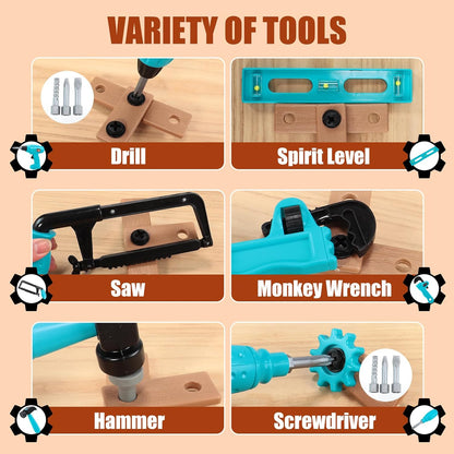 GAIETYDIY Kids Tool Set – Pretend Play Toddler Tool Set with Tool Box, Electronic Toy Drill, Screwdriver, Screw Construction Kits, Educational Tools for Kids Ages 3,4,5,6,7 Years Old, Boy Girl
