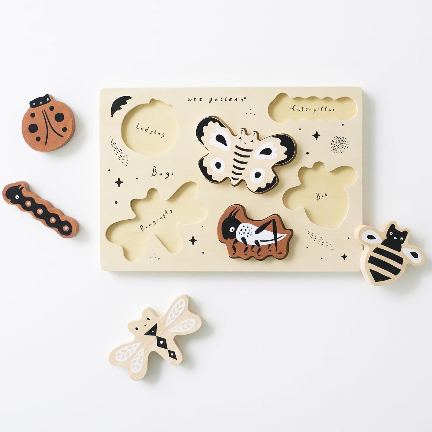 Wee Gallery Wooden Puzzles for Toddlers 1-3 – Count to Ten Ladybugs Toddler Puzzle, Puzzles for 1 Year Old & Up, Wooden Toddler Puzzle for Fine Motor Skills & Early Number Learning