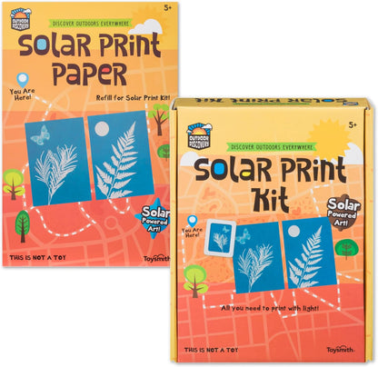 Toysmith Outdoor Discovery Solar Print Kit Bundle - Sun Print Paper Set for Kids - Includes 36 Sheets Solar Paper, Stencil Set & Frames - Arts and Crafts for Kids Ages 8-12 Gift