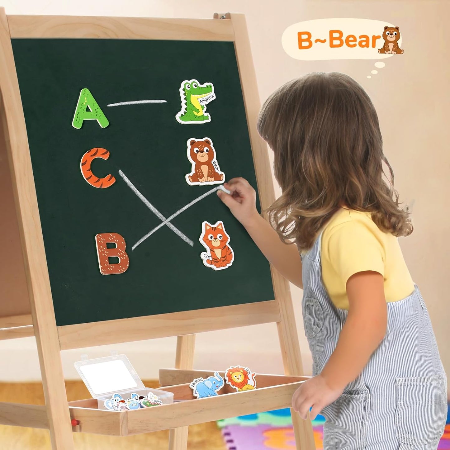 JoyCat Wooden Magnets for Kids – 26 Cute A-Z Animals Fridge Magnets for Toddlers, Large Magnetic Animal Refrigerator Toys, Fun Educational Learning Gifts for Toddlers 2 3 4 5 Years Old