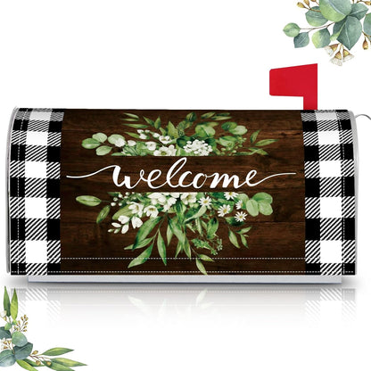 Tiamon Monogrammed L Mailbox Covers Magnetic Eucalyptus Welcome Letter Box Wrap Standard Size 21x18 Inch Spring Summer Leaves Mailbox Decor Eucalyptus Letter Numbers Decoration for Outdoor Garden Yard