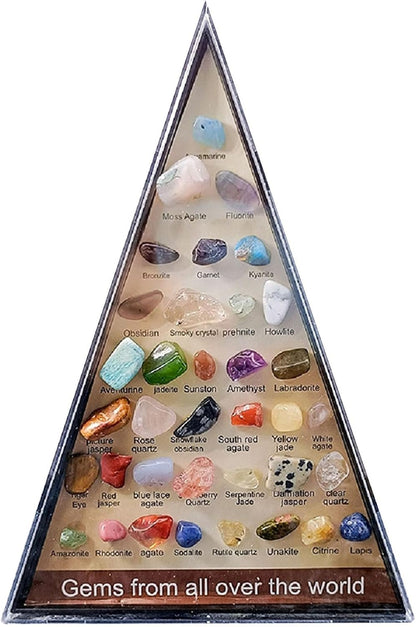 Natural Gem and Rock Collection 36 Kind Mineral Ore Collection Specimens Natural Crystal Specimens and Geology Gem Kit Educational Gift for Kids Student Champaign Gold