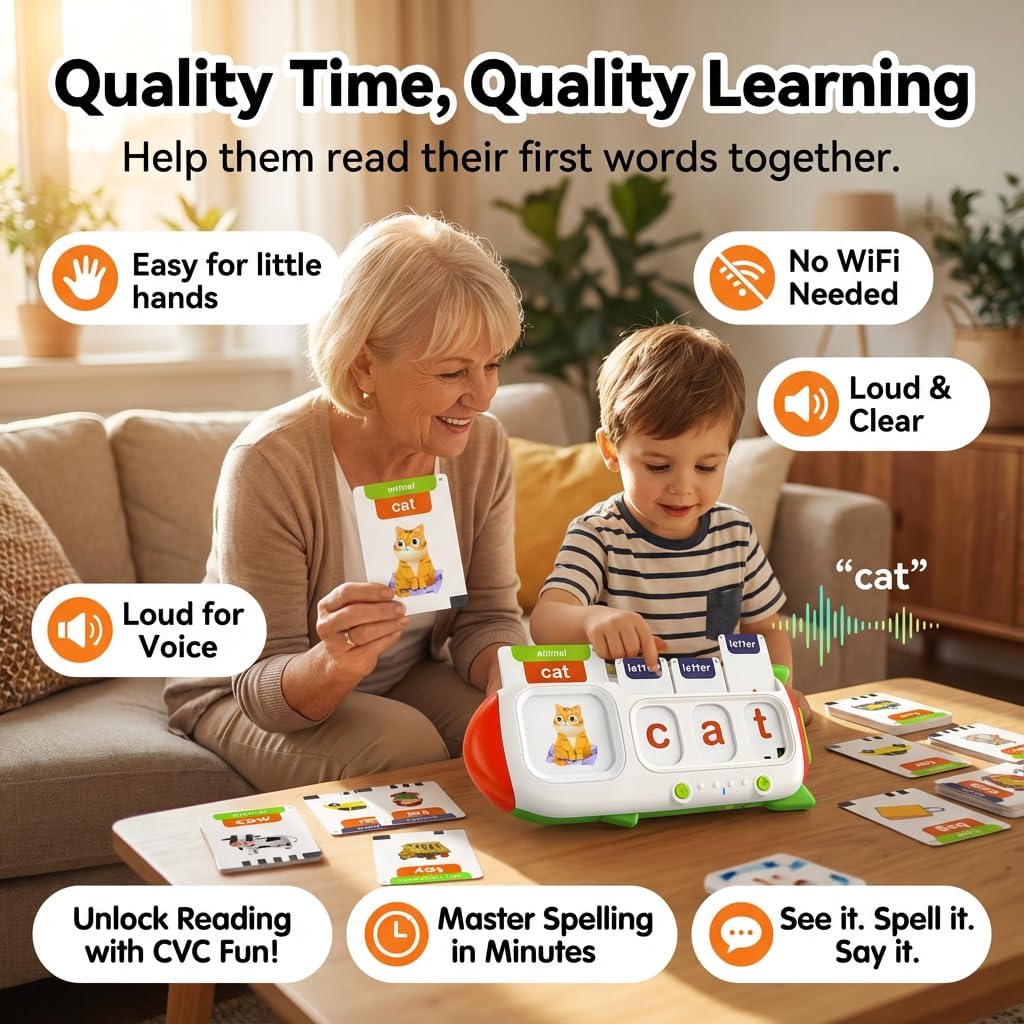 Talking Flash Cards for Toddlers 2-8,Montessori Toys for Autism,107 Sight Words,Alphabet CVC Learning Toy,Speak and Spell Phonics Games for Kindergarten,Educational Birthday Gift for Kids