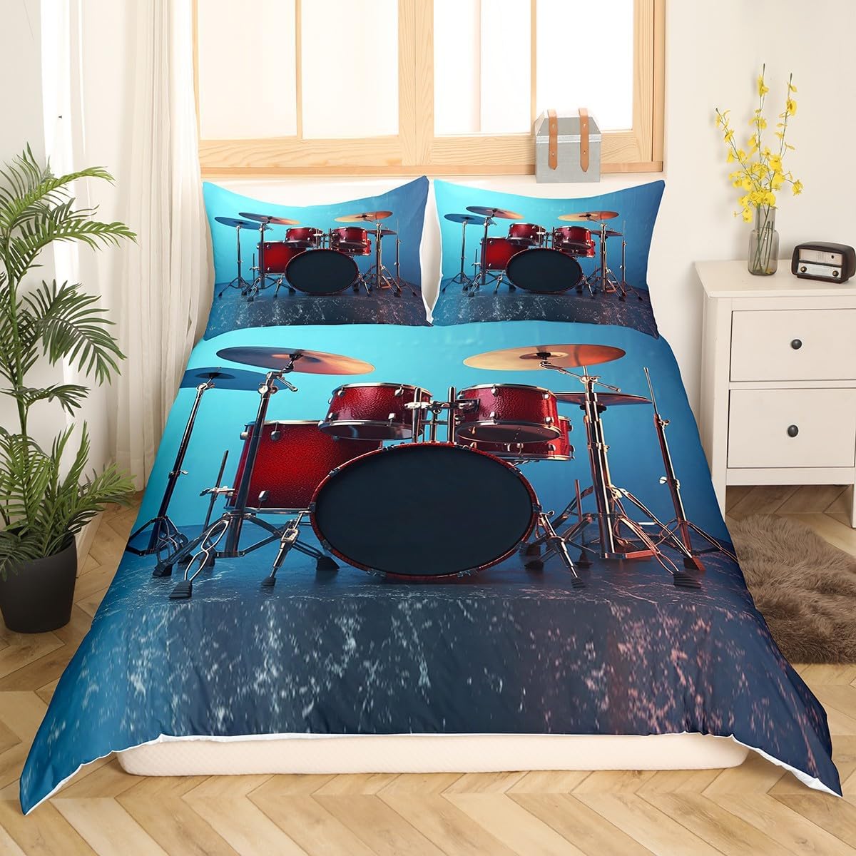 Feelyou Cute Robot Bedding Set for Girls Boys Children Math Chemistry Subject Comforter Cover Black White Grid Plaid Duvet Cover Room Decor Physical Formula Bedspread Cover Full Size 3Pcs