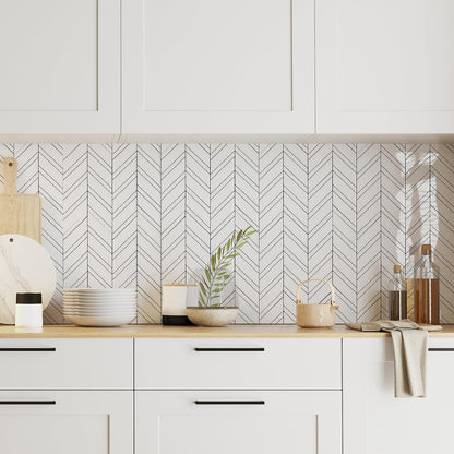 Yipscazo 10 Sheets Herringbone Backsplash Peel and Stick Tile, Marble Calacata Mixed Metal Gold PVC Stick on Backsplash for Kitchen, Waterproof Self Adhesive Wall Tile for Bathroom