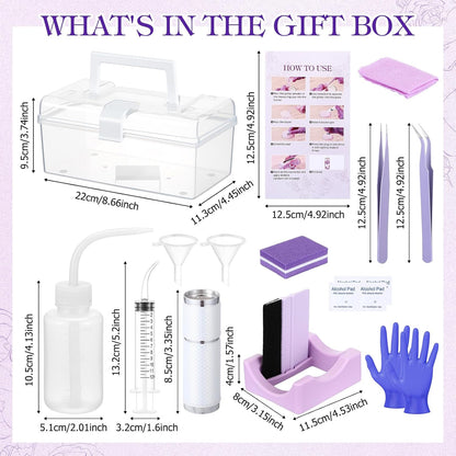 LemonRoad 15 Pcs Snow Globe DIY Tumbler Tool Kit Include Storage Box Squeeze Bottle Funnel Silicone Cup Cradle Measuring Cup Flashlight for Beginner Making Supplies Thanksgiving Day Gifts(Purple)