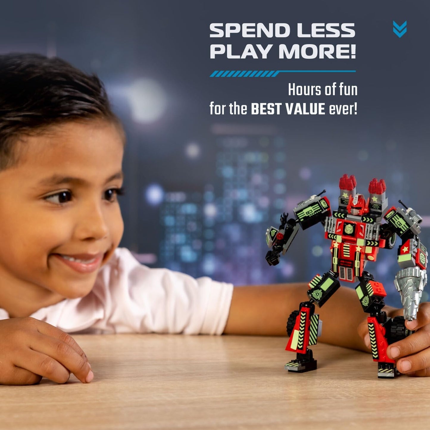 JITTERYGIT Robot Army Buildable Mech Soldier Glow in The Dark Gift Toy Set, Helicopter Military Creative STEM Project, Dinosaur Building Bricks Kit for Kids Ages 6-11 Years Old