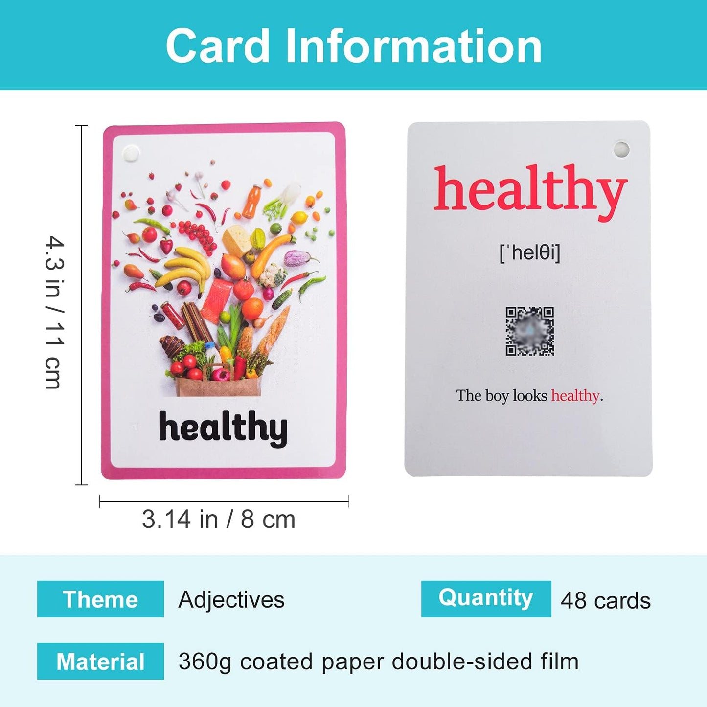 Lilias Body Parts Flash Cards, Toddler & Preschool Learning Toys, Kindergarten Learning Supplies, 4.3 x 3.14 Inch, 34 Cards