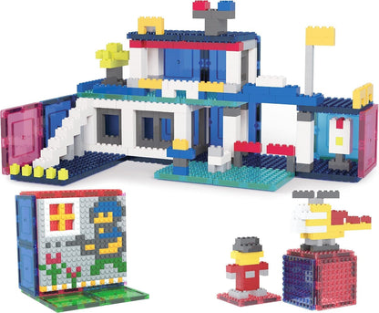 PicassoTiles 1016pcs Magnetic Tile & Building Brick Combo Construction STEM Toy Magnet Tiles for Creative Play Educational Toys for 3+ Large Bricks for Toddlers Compatible with Major Brands PTS1016
