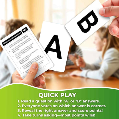QUOKKA Board Games for Kids 8-12 and Family - Set of 4 Who Knows It Better? - 2000+ Questions Across Biology, Culture, STEM and Math - Educational Trivia Cards for Learning and Game Night