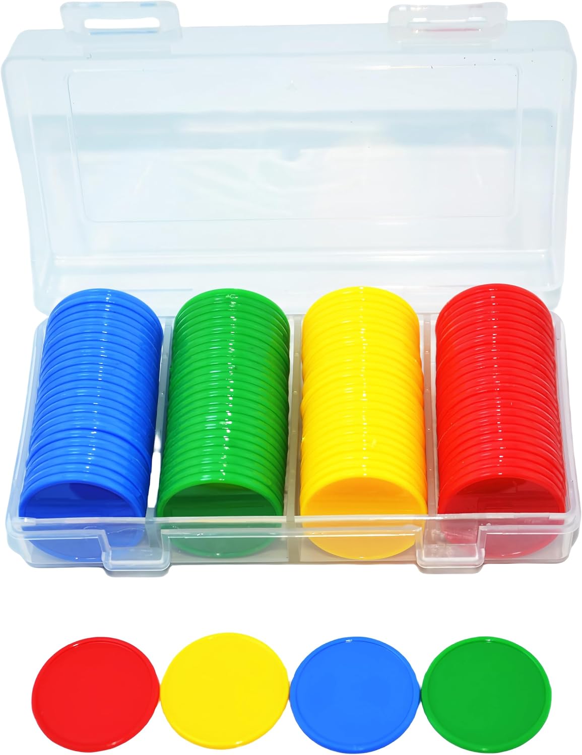 Smartdealspro Set of 100 1 Inch Opaque Plastic Learning Counters Mini Poker Chips Game Tokens with Storage Box (Pink)