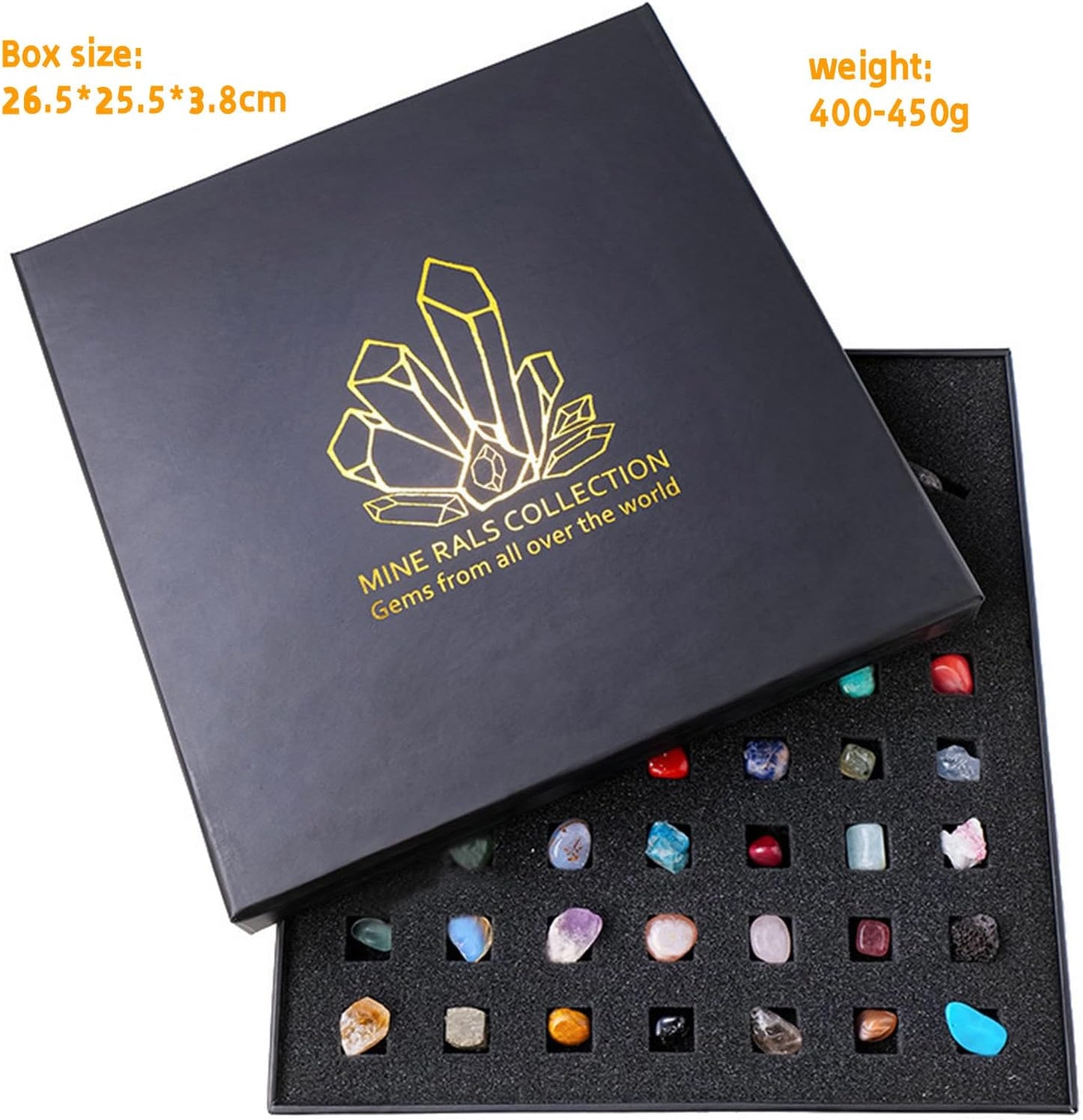 43 Pieces Rock Kit for Geology Enthusiasts | Rock Collection with Mineral Testing Tools, Crystal Geode Display & Volcanic Samples | Beginner to Advanced Specimen Study