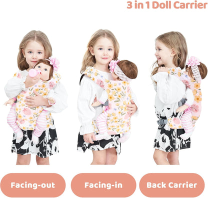 Miracle Baby Doll Carrier for Kids, Front and Back Baby Doll Accessories Backpack Kid Toddlers Play Toy Baby Carriers with Adjustable Straps for Little Girls