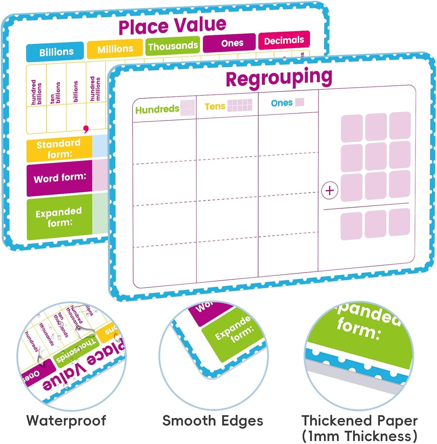 30 Packs Number Line Dry Erase Boards Cards, Double-Sided Writable & Erasable, 0-10 on One Side and 0-20 on the Other Side, Math Learning White Board Tool for Students, Classroom and Home (12” x 4”)