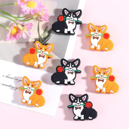 10Pcs Animal Silicone Beads for Keychain Making Cute Puppy Focal Beads for Pens Dalmatian Dog Animal Focals for Bracelets Necklace Earrings Jewelry Making