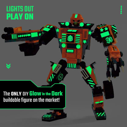 JITTERYGIT Robot Army Buildable Mech Soldier Glow in The Dark Gift Toy Set, Helicopter Military Creative STEM Project, Dinosaur Building Bricks Kit for Kids Ages 6-11 Years Old