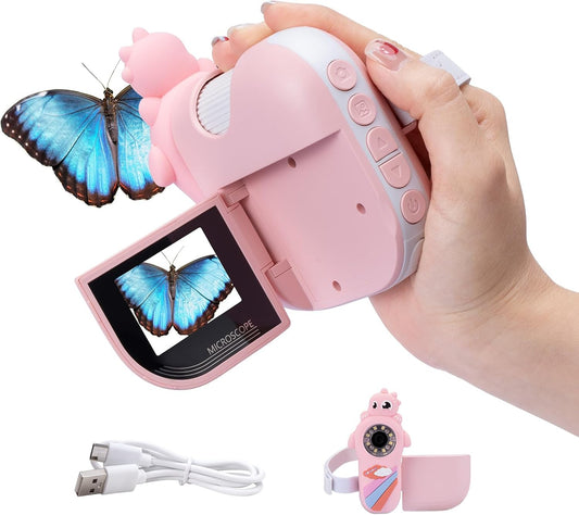 Digital Microscope with 2 Inch Screen Handheld Kids Microscope with Photo and Video Functions for 1000X Magnification Bug Gifts for Kids Collector Insects Ladybugs Jewelry Coins