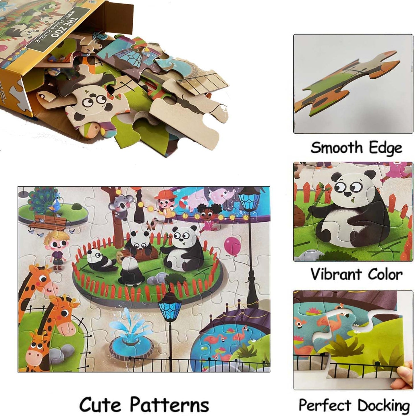 Jumbo Floor Puzzle for Kids, Large Jigsaw Puzzles 35 Piece for Kids Ages 3-5,Preschool Learning & Education Toys, Gifts for 4-8 Year Old Boys and Girls (Grassland Animal)