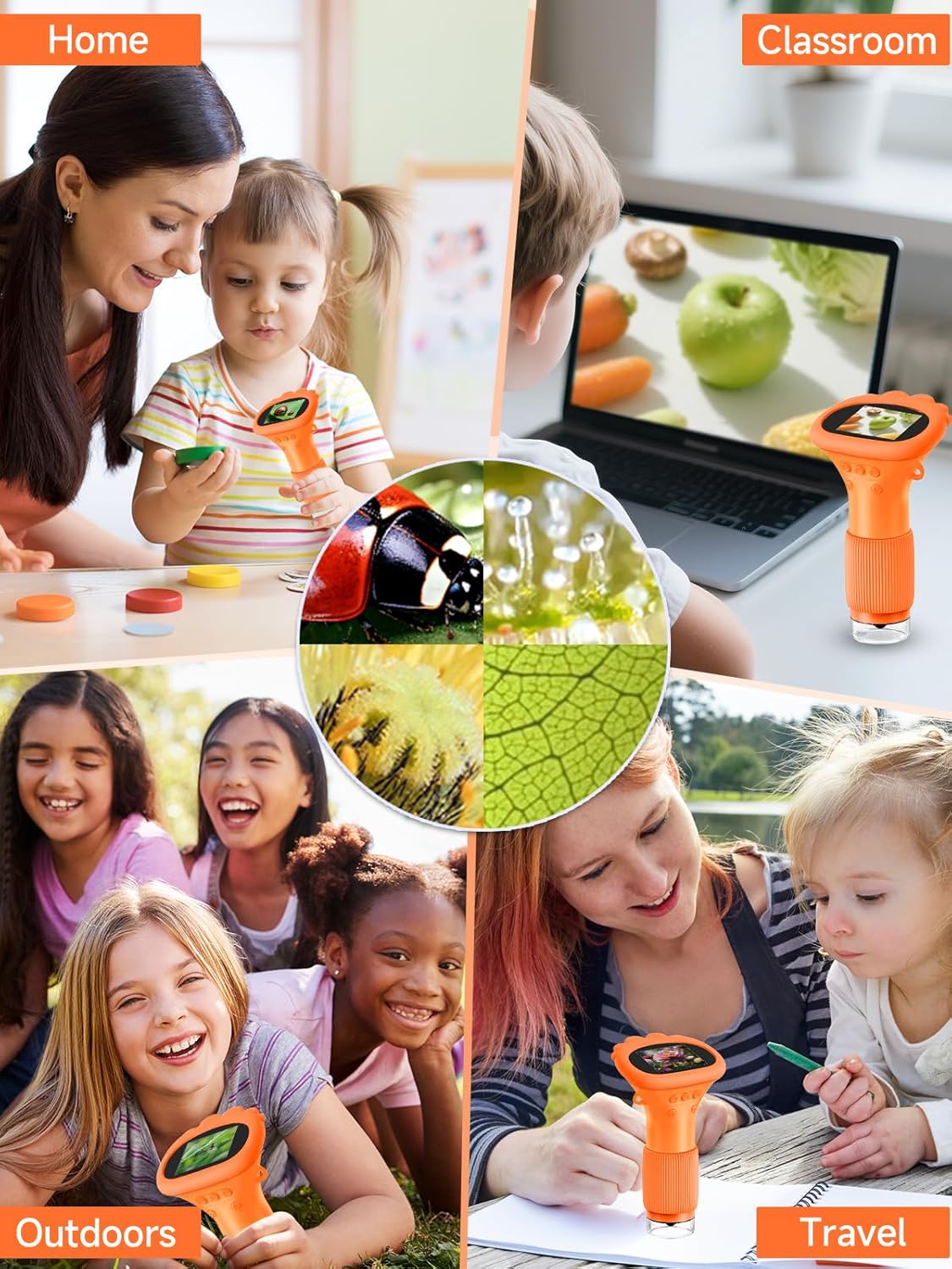 Acoath Microscope for Kids, 1000X Handheld Digital Miniscope with 2.0" Screen, Portable Pocket Microscope Education Toys Birthday Gifts for Age 3 4 5 6 7 8 9 10 Girls Boys