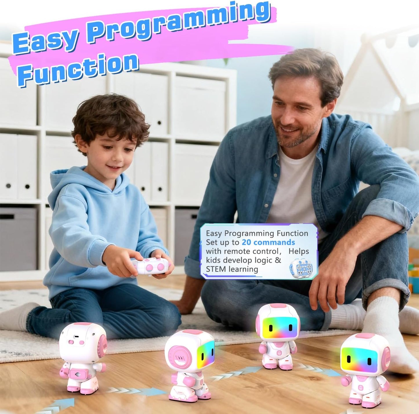 Robot Toy for Kids,Remote Control Robots with Smart Interactive Dancing, Programmable Toy, Rechargeable Robots Toys for Age 3-8 Year Old Boys and Girls Christmas Birthday Gift Present Blue