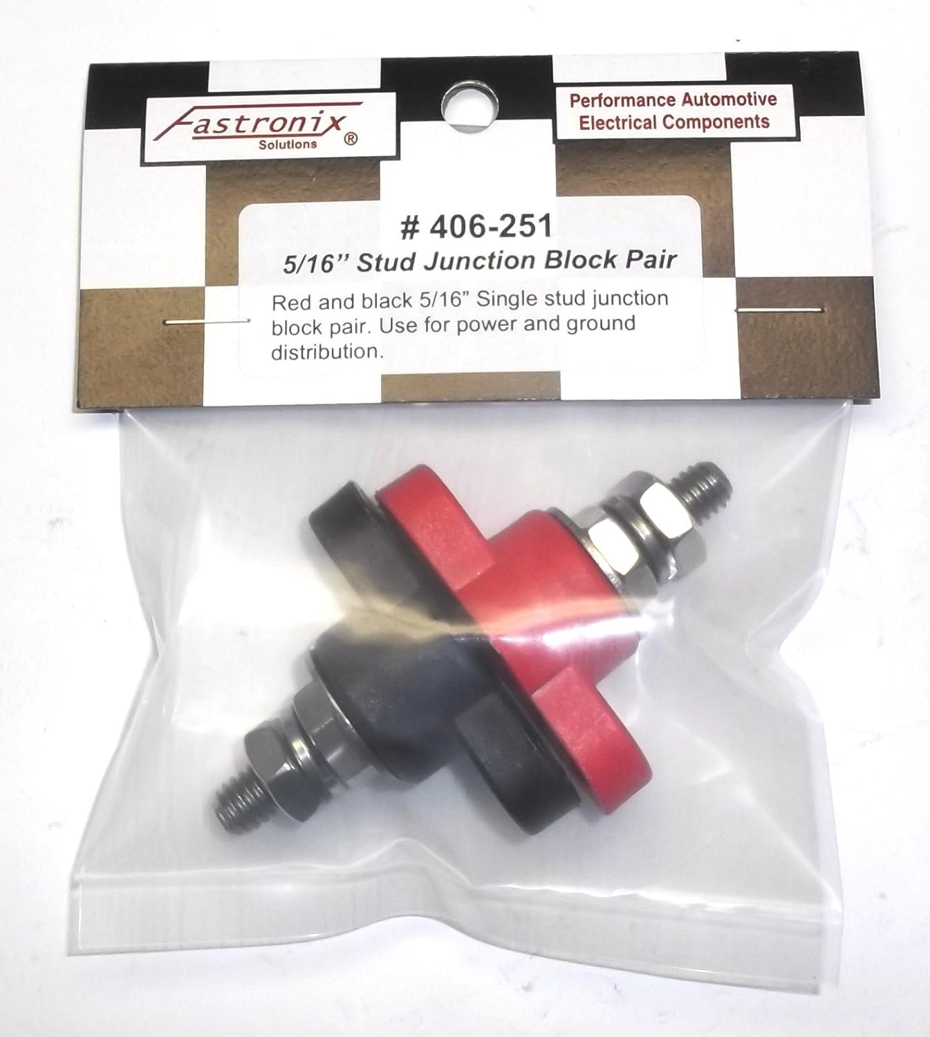 Fastronix 3/16" (#10-32) Stainless Steel Single Stud Power and Ground Junction Block Red and Black