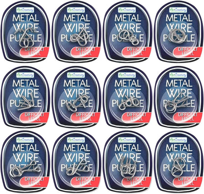 Gamie Brain Teaser Puzzles, Metal Wire Puzzle Set of 12 Unique Individually IQ Wire Metal Puzzles - Fun Brain Teaser IQ Game - Great Educational Toy for Party Favor Kids and Adults Challenge