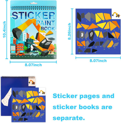 3PCS Sticker Paint Number Books Crafts for Kids Ages 4-8,8-12 Animal Dinosaur Ocean Sticker Book Stickers for Kids Boys Girl Adults for Birthday Party Favors Gift Travel Toy Daycare Activity