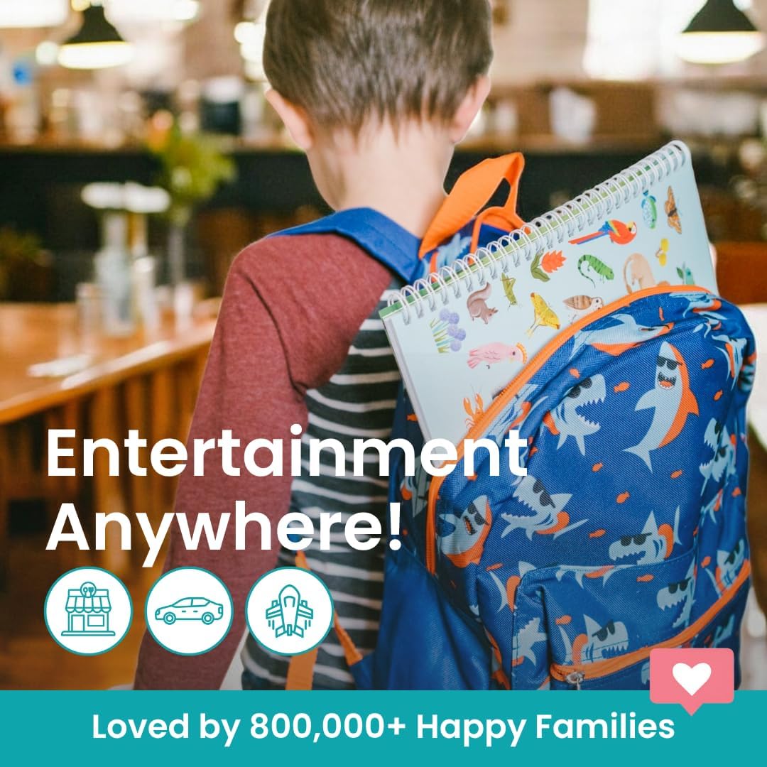 Animals Habitat 500+ Kids Sticker Book by Cupkin Toddler Airplane Travel Activity Coloring and Sticker Book, Road Trip Essentials, 12 Coloring Pages + 12 Scenes for Ages 2–8 Years - Colors B