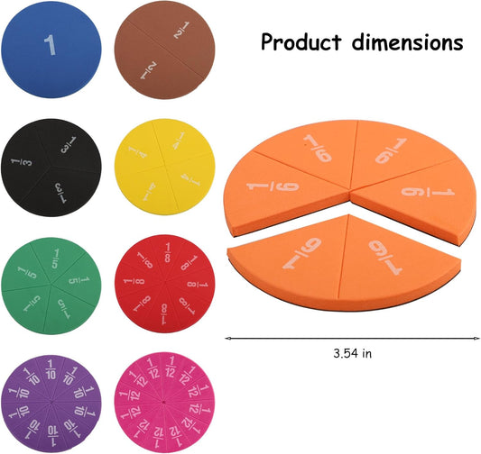 EHR Magnetic Fraction Circles Set (6 Sets) for Fractions Math Manipulatives – Educational Tool for Kids in 3rd to 5th Grade