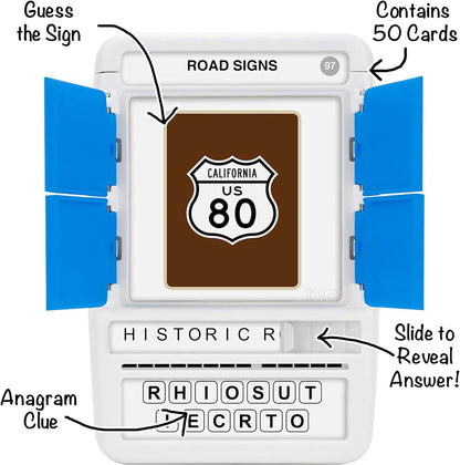 100 PICS Brain Teasers Travel Game - Solve 100 Puzzles | Flash Cards with Slide Reveal Case | Card Game, Gift, Stocking Stuffer | Hours of Fun for Kids and Adults | Age 6+