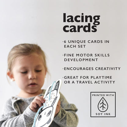 Wee Gallery Baby Animals Lacing Cards, Sewing Board and Travel Game for Toddlers and Preschoolers, Fine Motor Skills Toy, Montessori-Inspired Educational Kids Craft Activity for Ages 3+